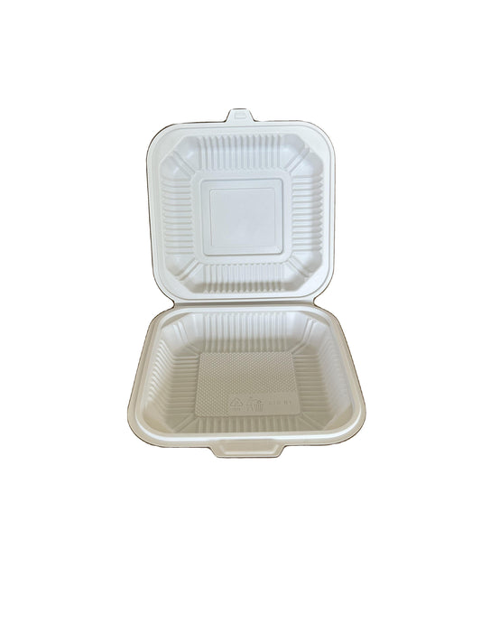 8"x8" SHALLOW White Hinged Slit-Lock Container - 200ct